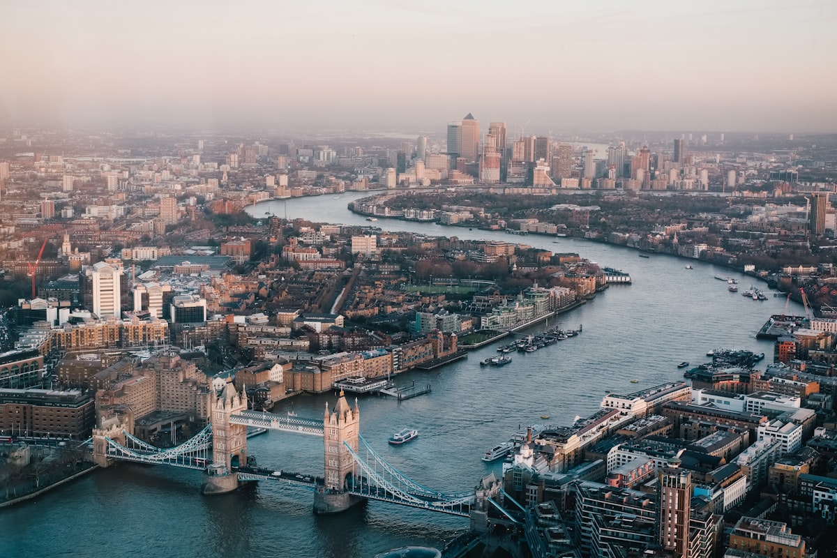 London England with Tower Bridge over the Thames, representing the UK's long tradition in physics olympiads