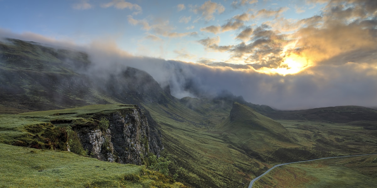 Foggy morning landscape with soft light
