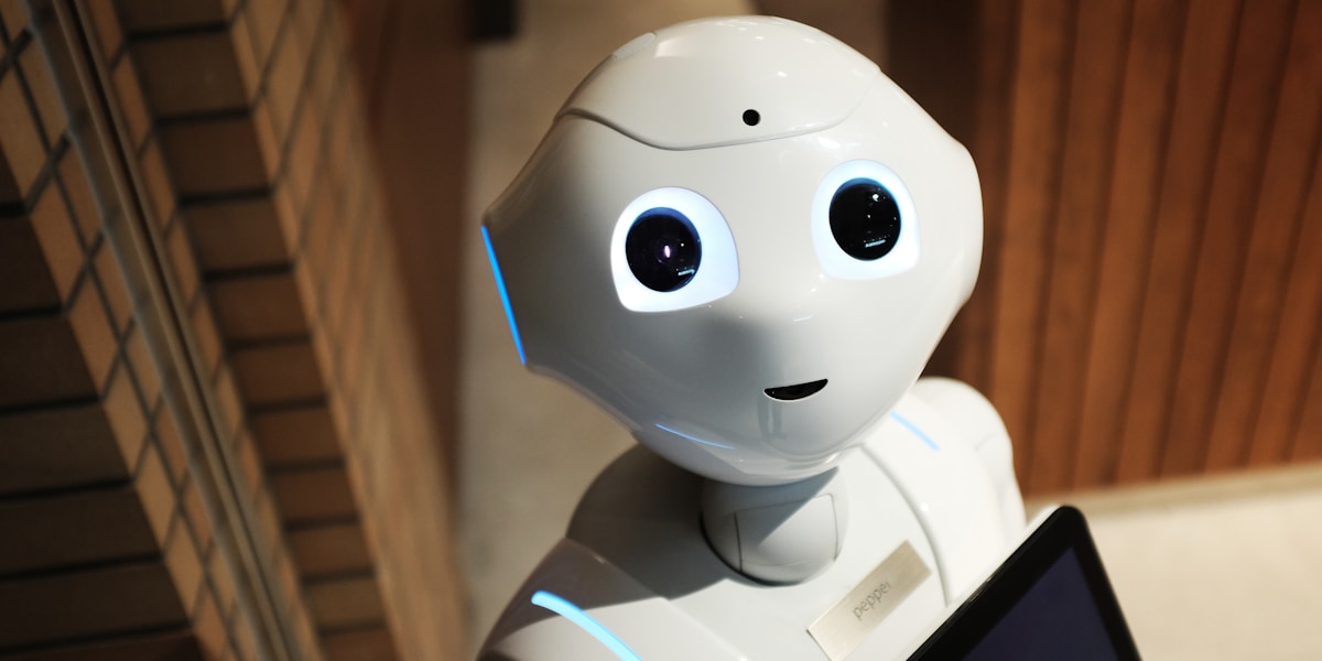 A humanoid robot in soft light