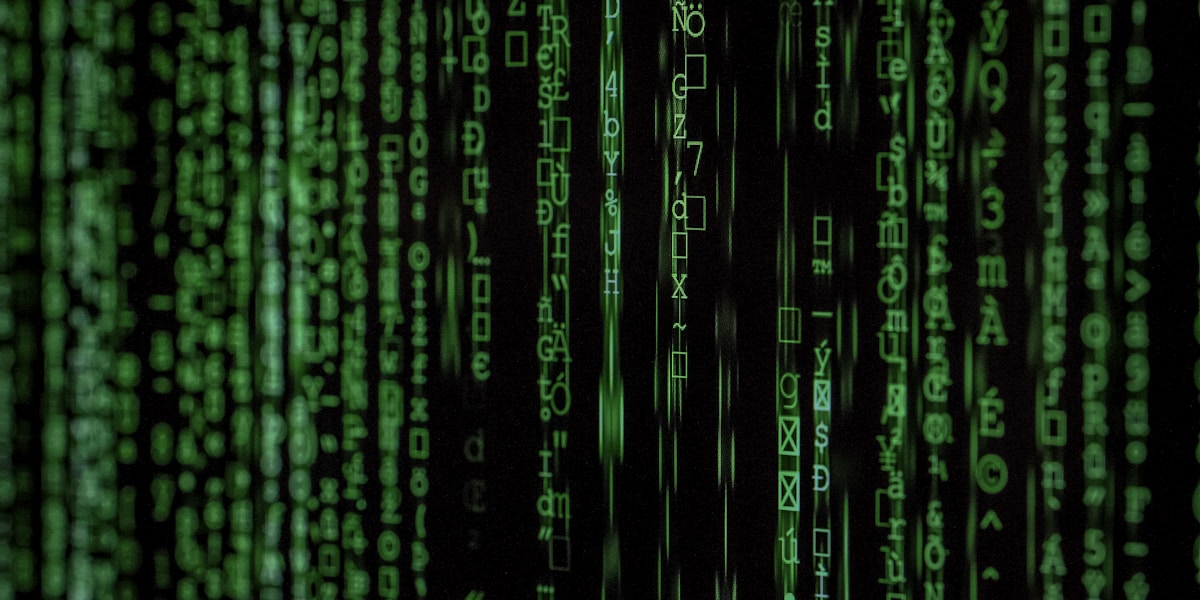Streams of digital code in green light