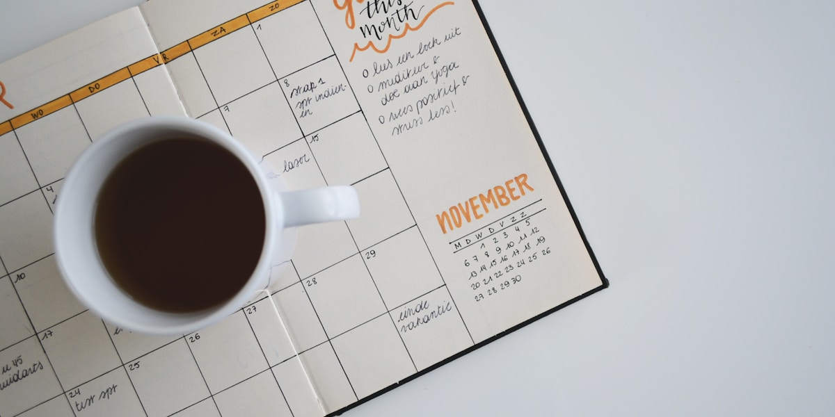 A calendar and planner for organising a study schedule